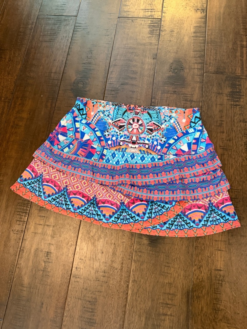 Lucky in Love Coral, Blue & Pink Patterned Tennis Skort